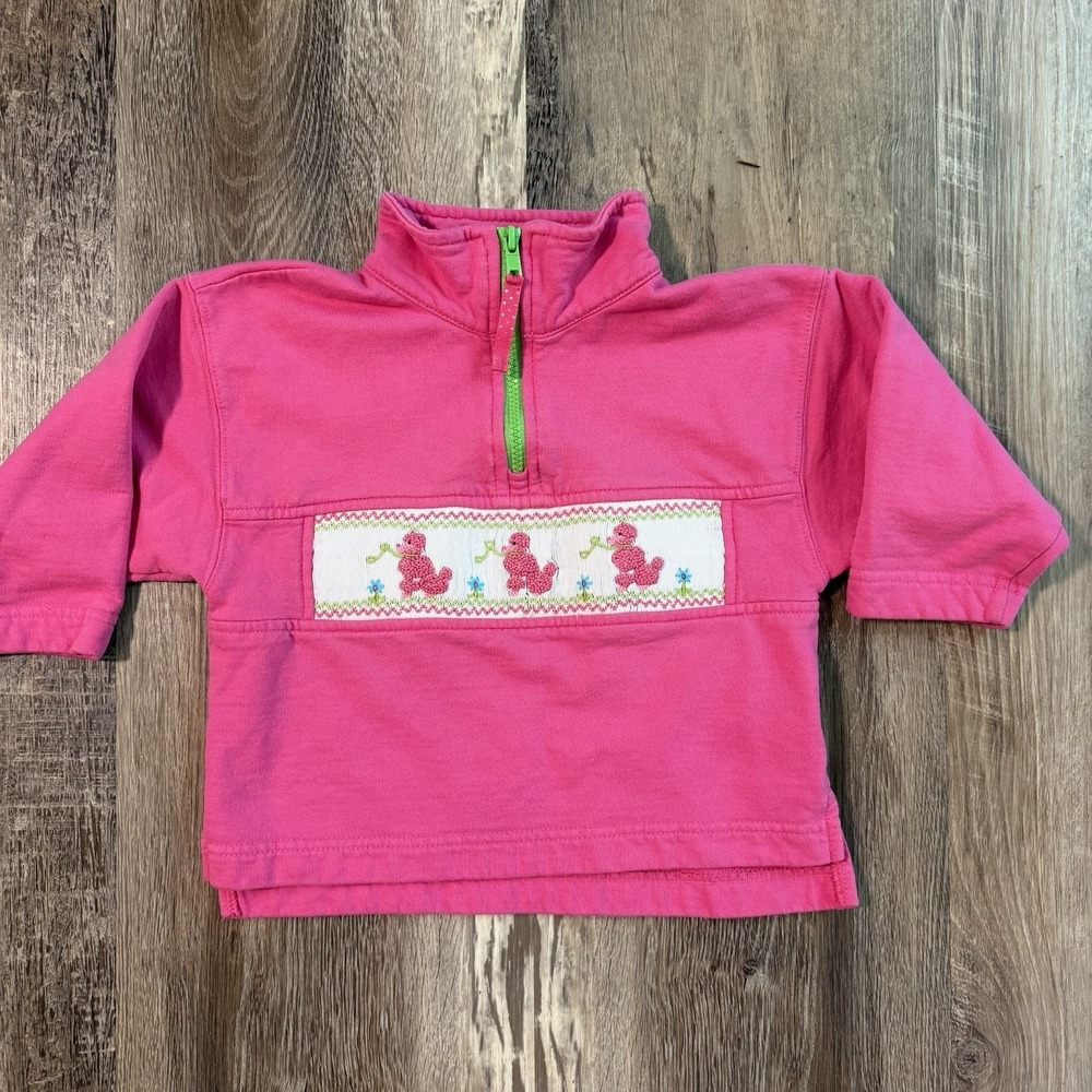 Girls Kelly's Kids Pink Smocked Pullover With Poodles Size XXS (2)